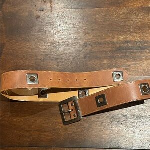 Banana Republic Brown Leather Belt with Silver Accents